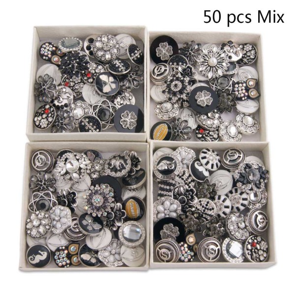 50pcs/lot Snap buttons 20mm Mix black or white or Black&white colors mixmix colors