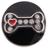 20MM bones snap silver Plated with Rhinestones and black Enamel KC8971 snaps jewelry