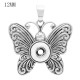 Butterfly snap sliver Pendant with rhinestones fit 12MM snaps style jewelry KS0363-S