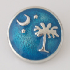 20MM  moon and tree snap Silver Plated with blue Enamel KB6128 blue