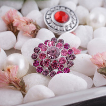 20MM Flower snap silver plated KC5012  with rose-red Rhinestone interchangeable snaps jewelry