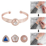 1 buttons snaps metal bangle Rose Gold  bracelets with Rhinestones KS1142-S fit 12MM snaps chunks