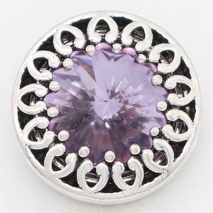 20MM design snap Silver Plated with purple rhinestone KC6742 snaps jewelry