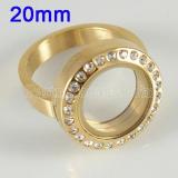 Stainless Steel RING  Mix 6-10 size  with Dia 20mm floating charm locket gold color