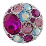 20MM round snap sliver plated with rose-red rhinestone KC5664 snaps jewelry
