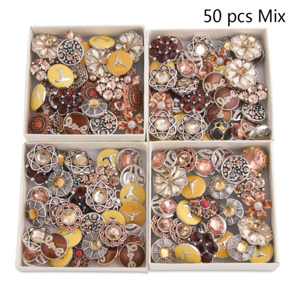 50pcs/lot Snap buttons 20mm Mix Yellow, brown, champagne mixmix colors