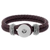 23CM Brown real leather bracelets fit snaps chunks