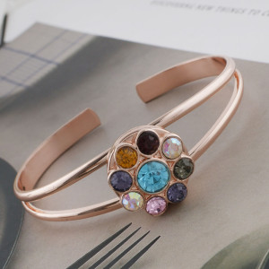 20MM flower snap rose-gold plated with colorful rhinestone KC7593 Multicolor
