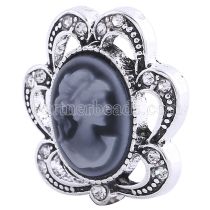 20MM gray snap Silver Plated with rhinestones KC6215 snaps jewelry