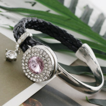 20MM Round snap Silver Plated with pink rhinestone KC9887 snaps jewelry