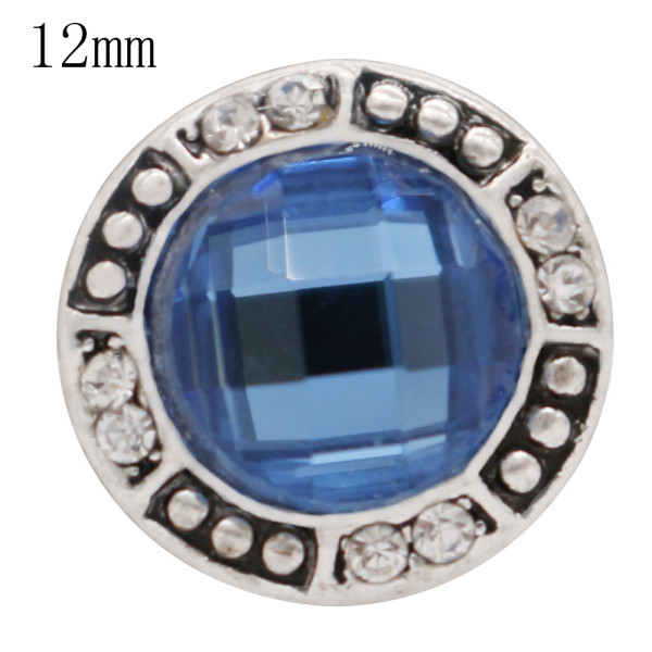 12MM design snap antique sliver Plated with blue Rhinestone KS6361-S snap jewelry