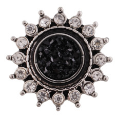20MM design snap button Antique Silver Plated with  Rhinestone and black beads KC9740 snap jewelry