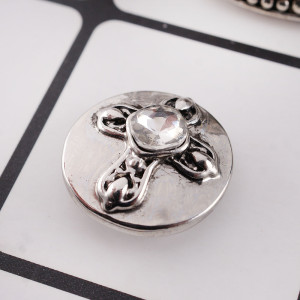 20MM cross snap button Antique Silver Plated with white Rhinestone KC9703 snap jewelry
