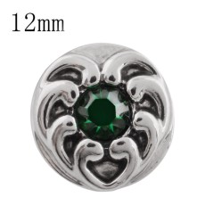 12MM love heart snap with green Rhinestone KS5153-S interchangeable snaps jewelry
