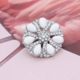 20MM flower snap Silver Plated with white rhinestone KC7877 snaps jewelry