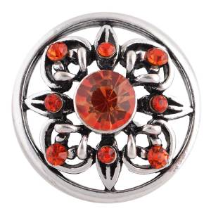 20MM design snap Antique Silver Plated with orange Rhinestone KC8732 snaps jewelry