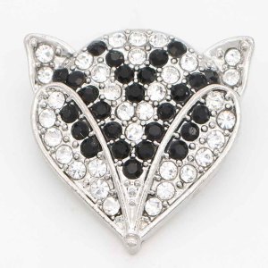 20MM The fox snap sliver Plated with  rhinestones  KC6709 snaps jewelry