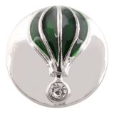 20MM Hot Air Balloon snap silver plated with Rhinestone and green Enamel KC7409 interchangeable snaps jewelry