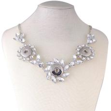 45CM 3 buttons  metal necklace with clear Rhinestone KC0602 snap necklace jewelry