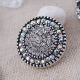 20MM round snap silver plated with white rhinestones KC8844 interchangable snaps jewelry