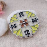20MM round snap silver plated with yellow Enamel KC8644 interchangable snaps jewelry