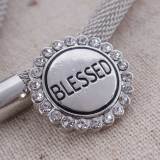 20MM blessed snap Silver Plated with white rhinestones and Enamel KC8563 snaps jewelry