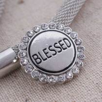 20MM blessed snap Silver Plated with white rhinestones and Enamel KC8563 snaps jewelry
