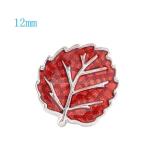 12MM Leaf snap Silver Plated with red Enamel KS6041-S snaps jewelry