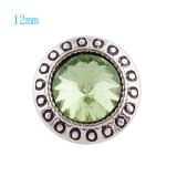 12MM Round snap Silver Plated with clear green rhinestone KS6044-S snaps jewelry