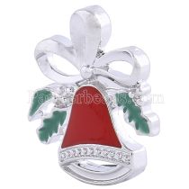 20MM Christmas Jingling Bell snap Silver Plated with Enamel KC6164 snaps jewelry