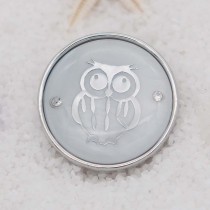 20MM  owl shell snap silver Plated  KC9100 snaps jewerly white
