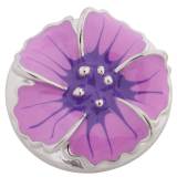 20MM flower snap Silver Plated with purple Enamel KC8798 snaps jewelry