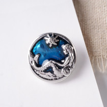20MM Mermaid snap Silver Plated with blue Enamel KB6312 snaps jewelry