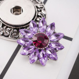 20MM flower snap Silver Plated with purple rhinestone  KC9810 snap jewelry