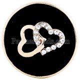 20MM valentine Love snap Gold Plated with black rhinestones and Enamel KC6210 snaps jewelry