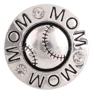 20MM Baseball snap Silver Plated with white rhinestones KC6202 snaps jewelry