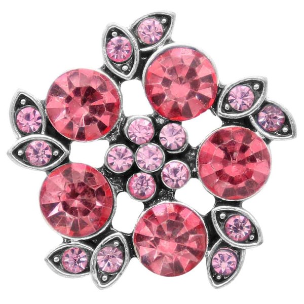 20MM design snap Silver Plated with rose-red rhinestone KC6780 snaps jewelry