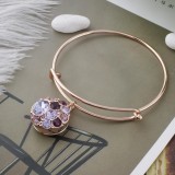 20MM design Rose Gold Plated with purple rhinestone KC5640 snaps jewelry
