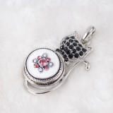 20MM Round snaps Silver Plated with  rhinestones and  white Enamel KB6830 snaps jewelry