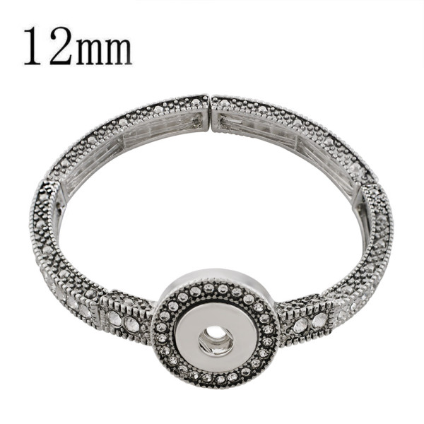 1 buttons snap sliver bracelet with rhinestone fit 12MM snaps jewelry KS1209-S
