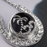 20MM Seaside snap Silver Plated with Rhinestones and black Enamel KC6151 snaps jewelry