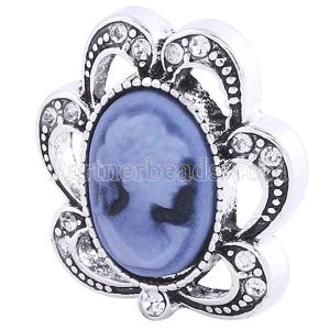 20MM blue snap Silver Plated with rhinestones KC6218 