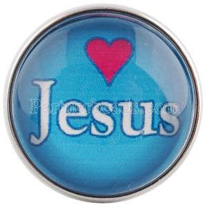 20MM snaps glass of Jesus love me C0554 cyan