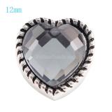 12MM Love snap Antique Silver Plated with gray rhinestone KS6060-S snaps jewelry