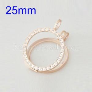 25MM Mosaic Crystal Stainless steel coin locket pendant
