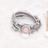 20MM design snap silver Plated with Pale pink rhinestone KC6977 snaps jewelry