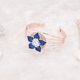 20MM Flowers snap gold Plated with  rhinestone and blue enamel KC6972 snaps jewelry