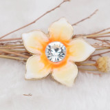 20MM Flowers snap gold Plated with  rhinestone and yellow enamel KC6969 snaps jewelry