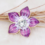 20MM Flowers snap gold Plated with  rhinestone and purple enamel KC6968 snaps jewelry