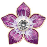 20MM Flowers snap gold Plated with  rhinestone and purple enamel KC6968 snaps jewelry